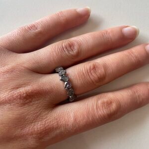 Sophisticated Silver Gray Ring with Intricate Detailing